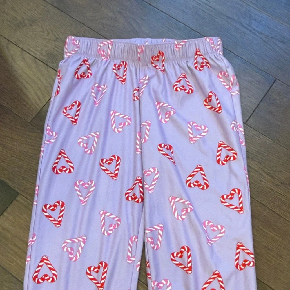 Crew Cuts Kids Pajamas with Heart Candy Cane Pattern - Purple and Red C5-013